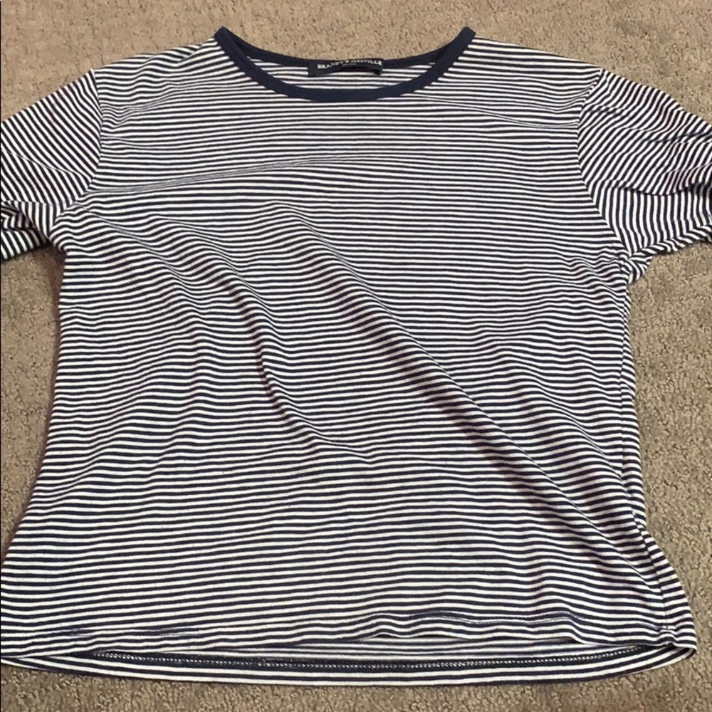 Blue and white striped t shirt